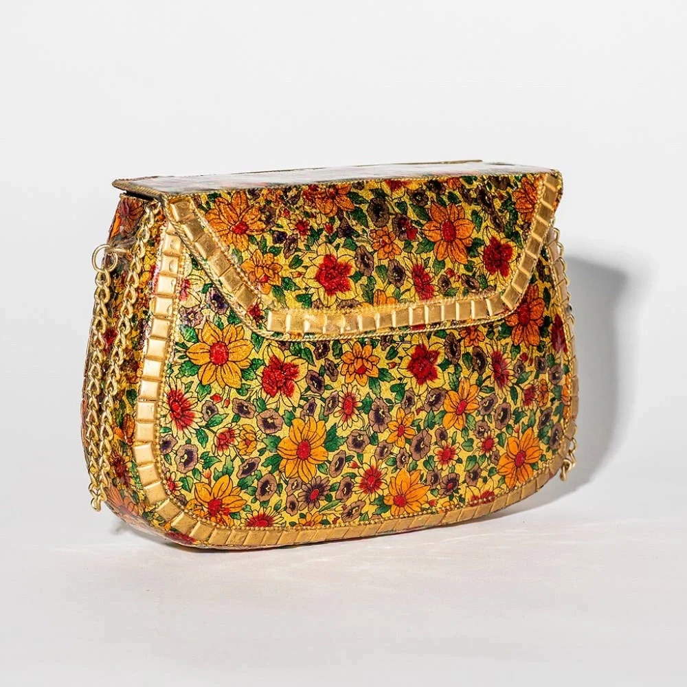 Antik Kraft Amoli Metal Clutch Purse in Floral Print - Picture 9 of 10